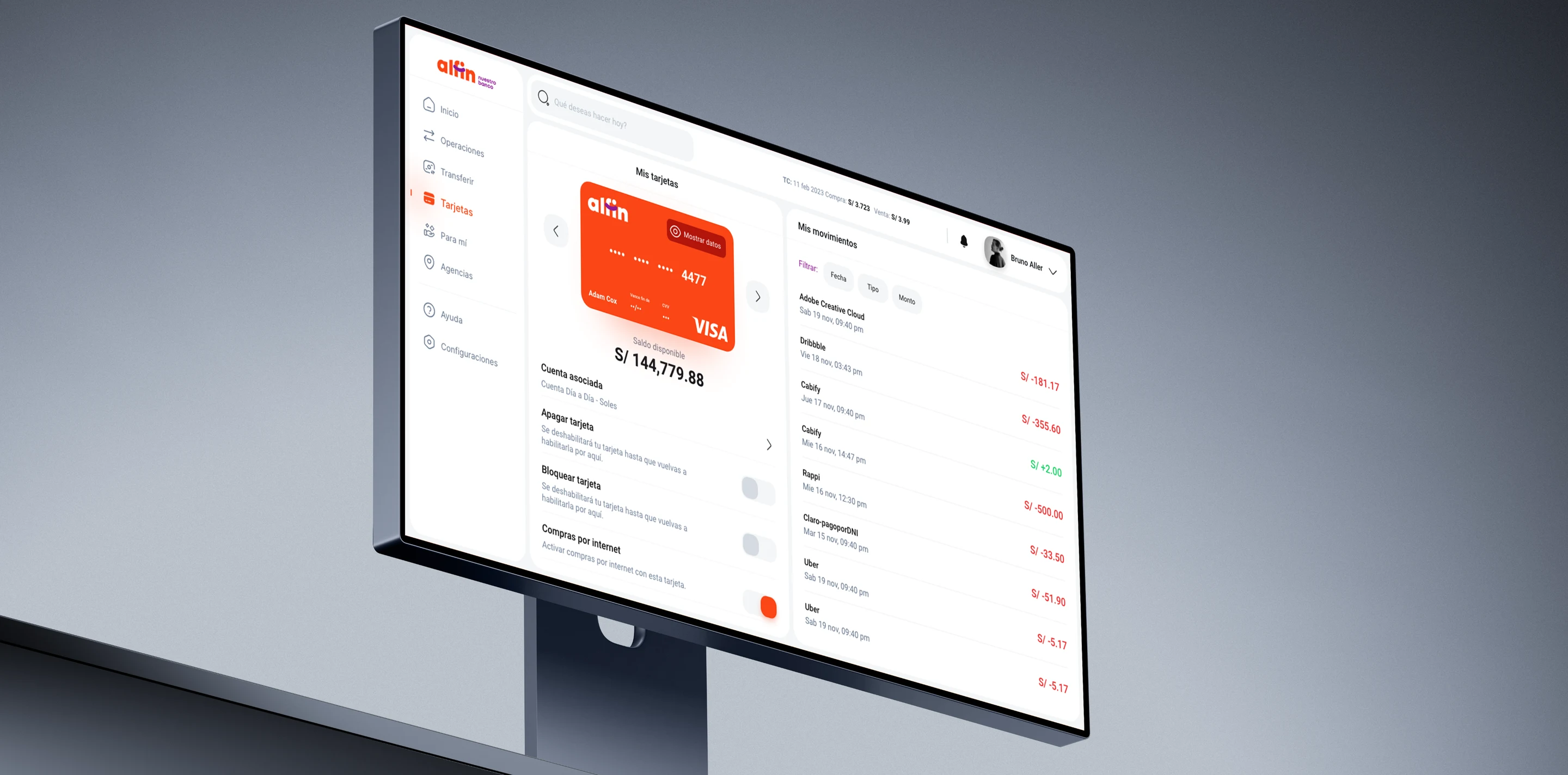 Alfin Banco app and web platform
